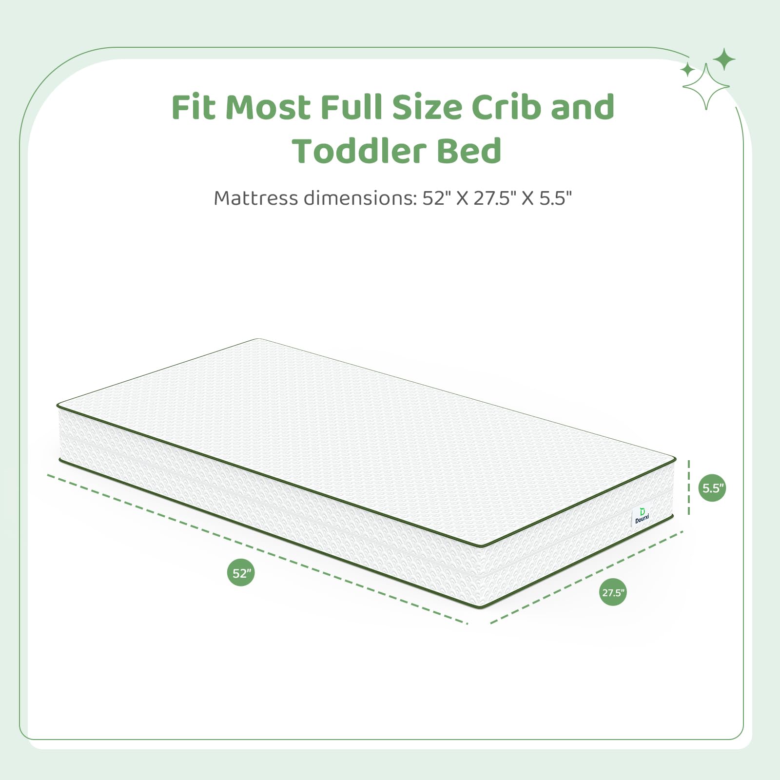 Removable machine-washable outer cover on Dourxi crib mattress