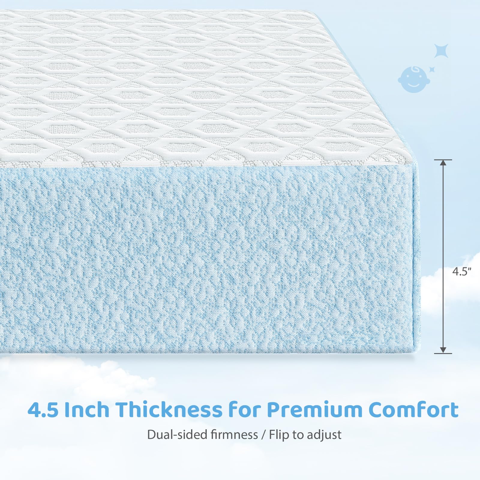 Dourxi standard size crib mattress 52x27.5x4.5 inches fits cribs