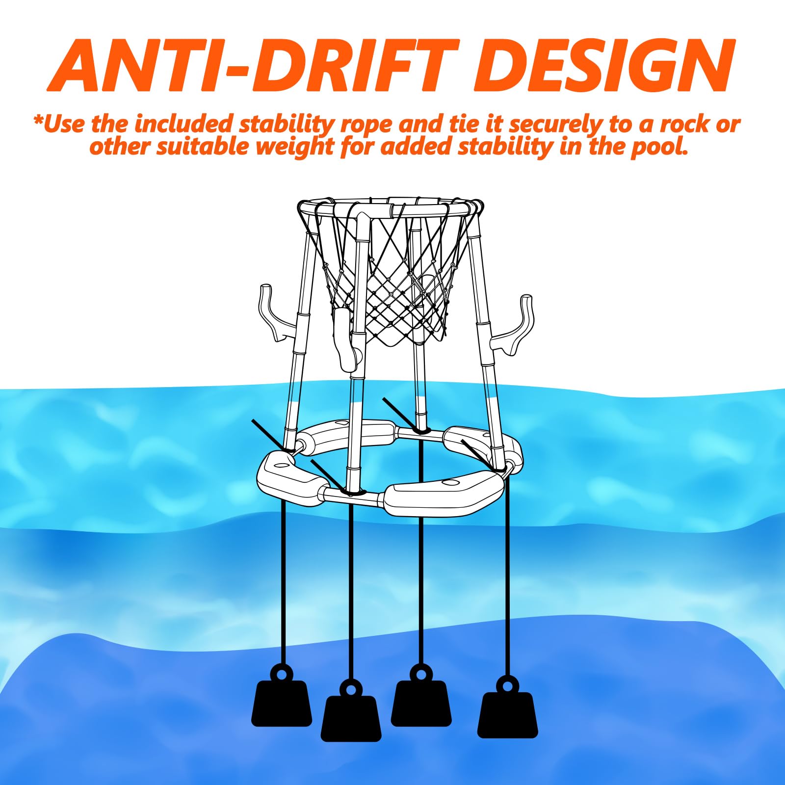 Anti-drift tether cords with Doviden hoop