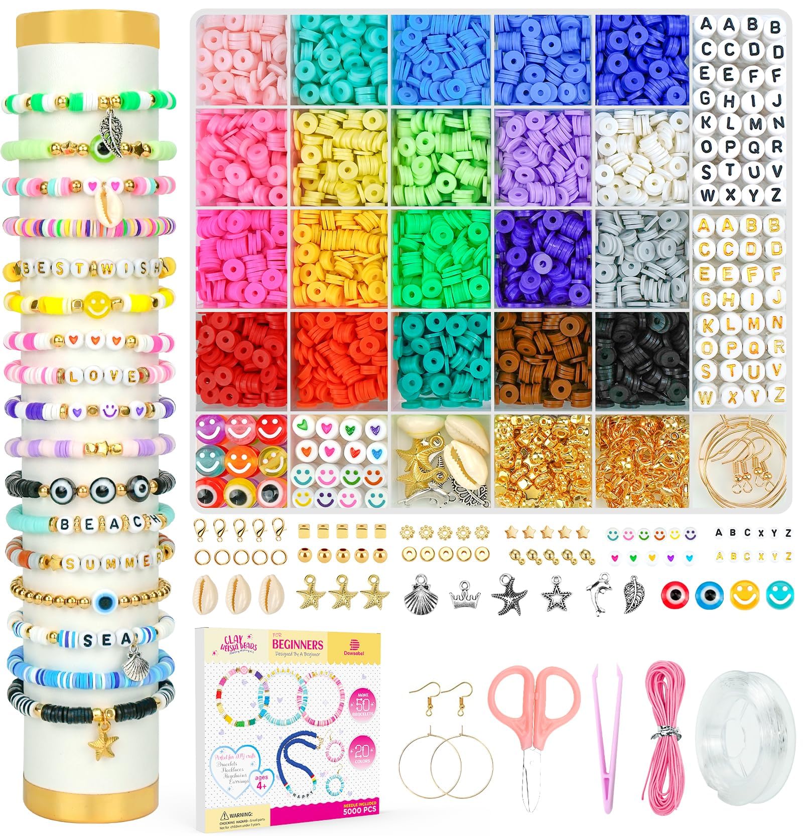 Dowsabel bracelet making kit contents including beads and charms