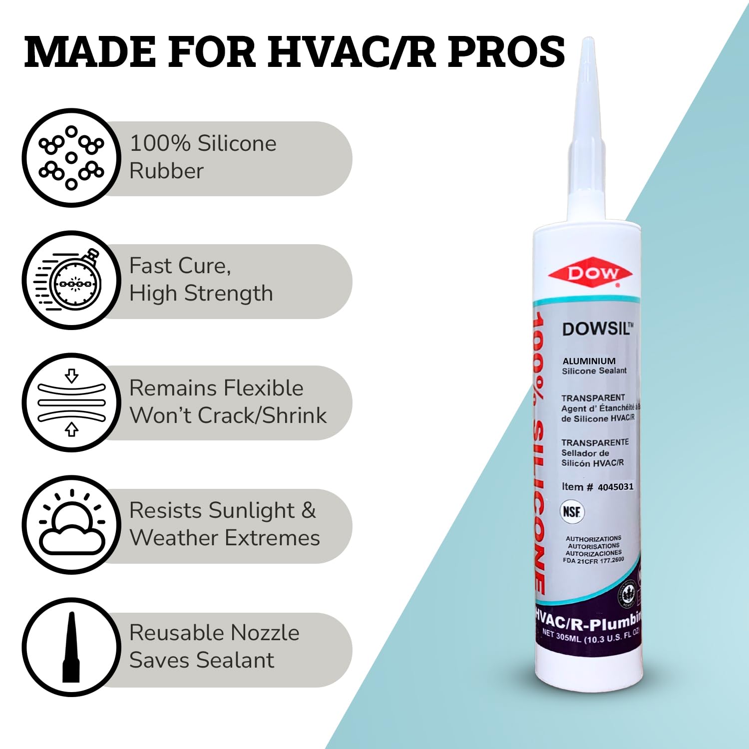 Close up of DOWSIL HVAC/R Silicone Sealant label