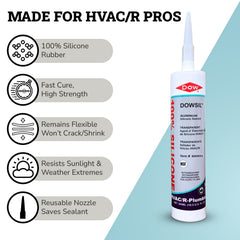 Close up of DOWSIL HVAC/R Silicone Sealant label