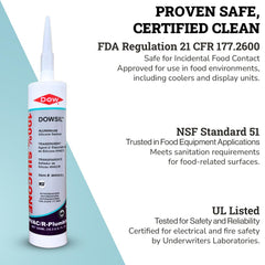Cured silicone rubber seal remains flexible and watertight