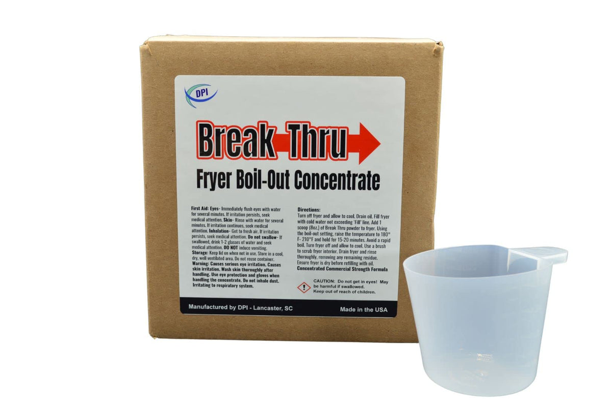 DPI Break-Thru Fryer Boil Out Cleaner powder concentrate packaging