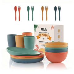 DQELFA wheat straw dinnerware plates set for kids
