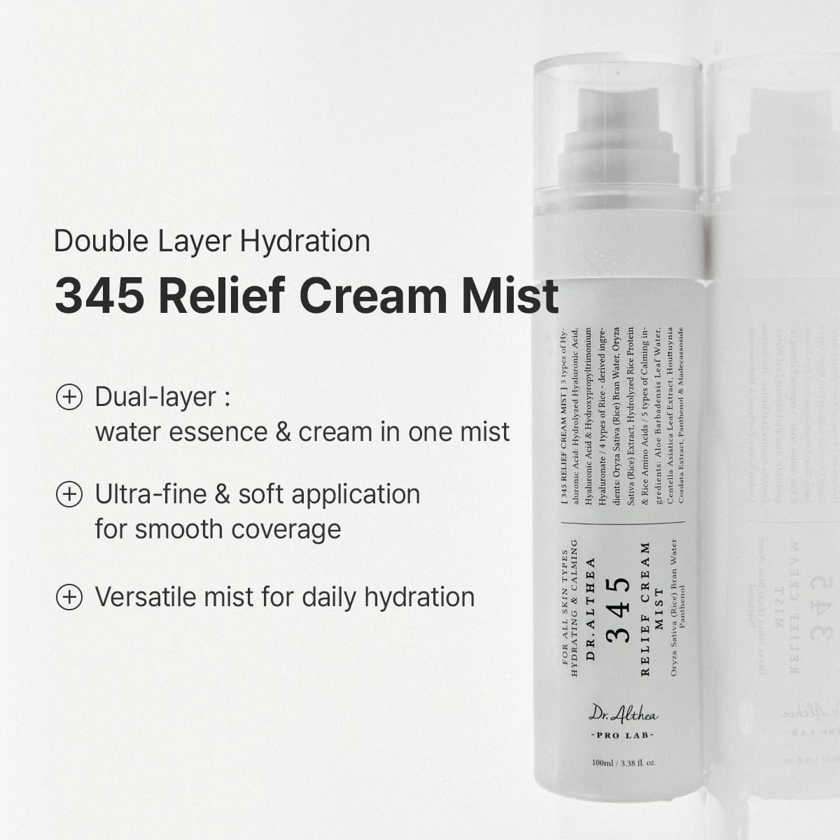 Relief Cream Mist 100ml bottle label by Dr.Althea