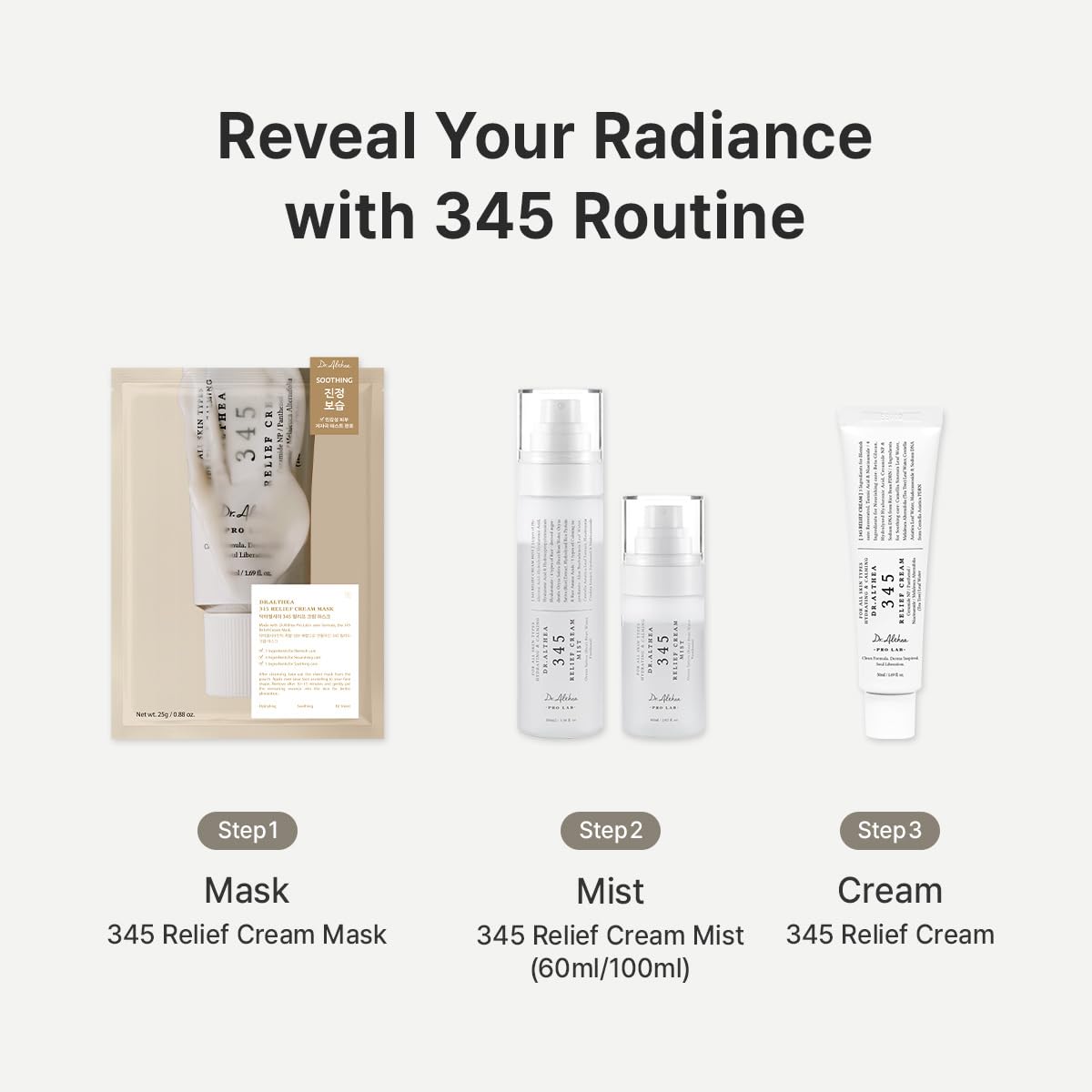 345 Relief Cream Mist 100ml product packaging by Dr.Althea