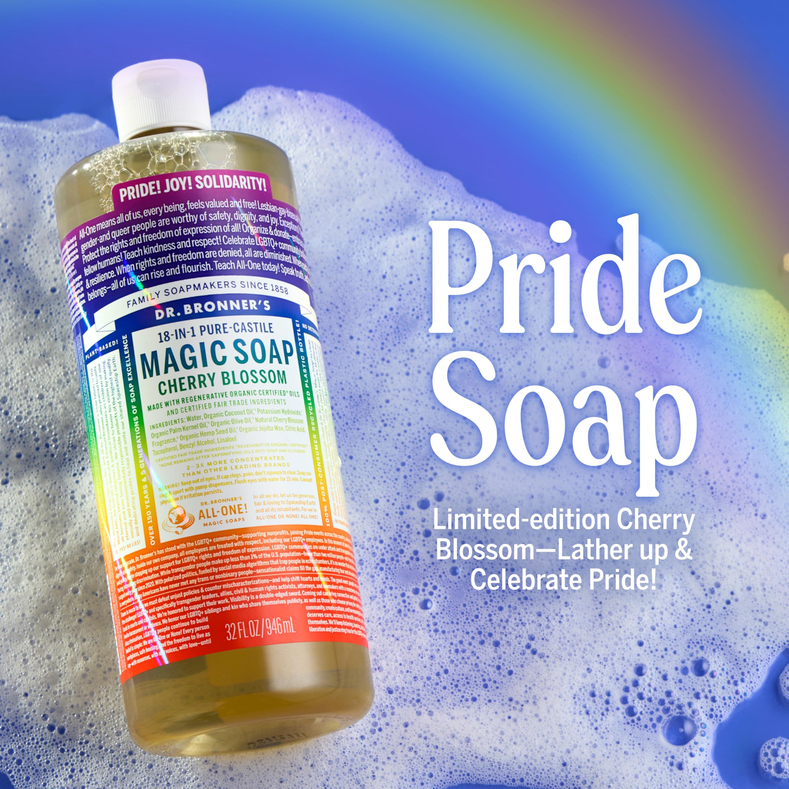 Cherry Blossom scented Pride Soap 32oz by Dr Bronner's