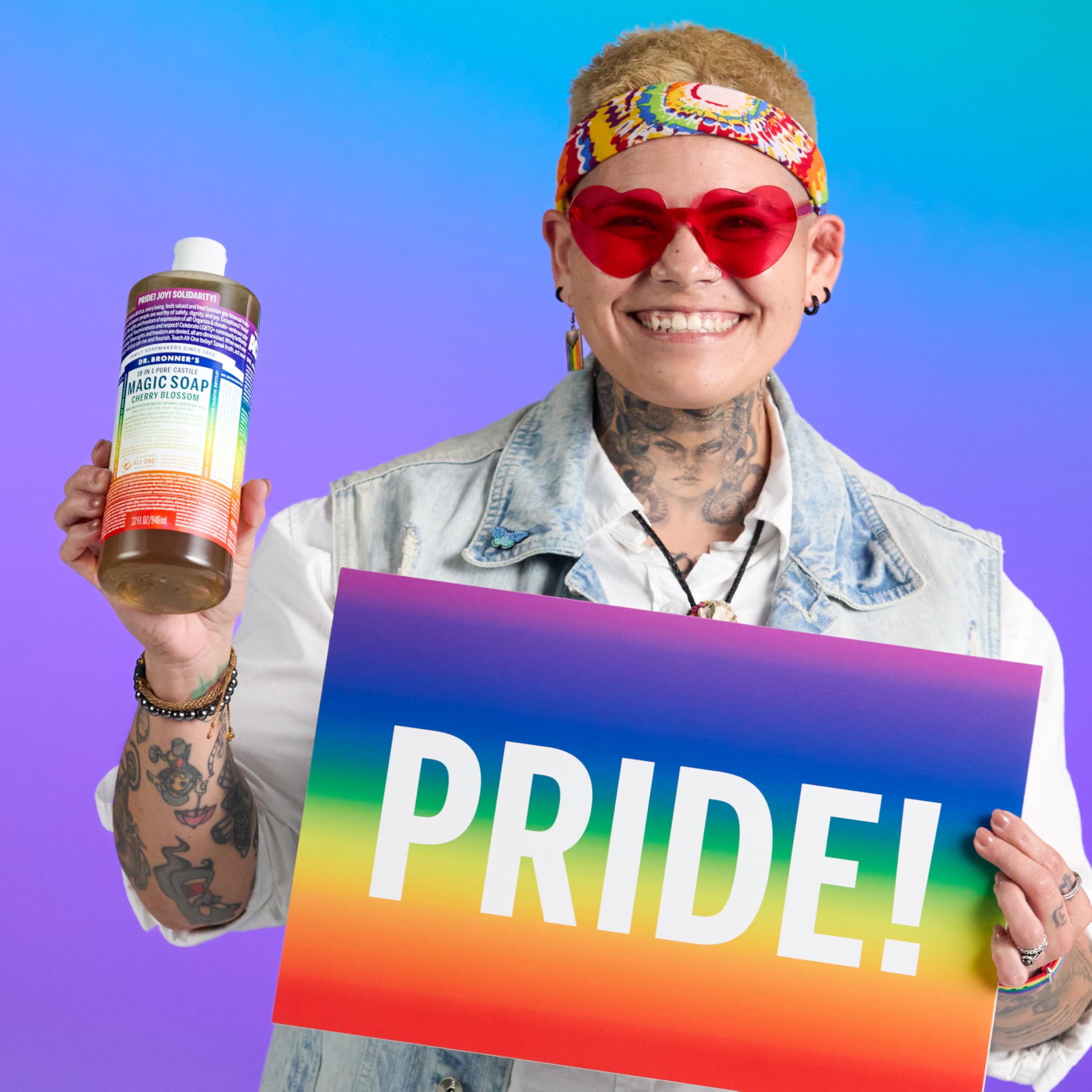 Post-consumer recycled plastic bottle for Dr. Bronner's Pride Soap