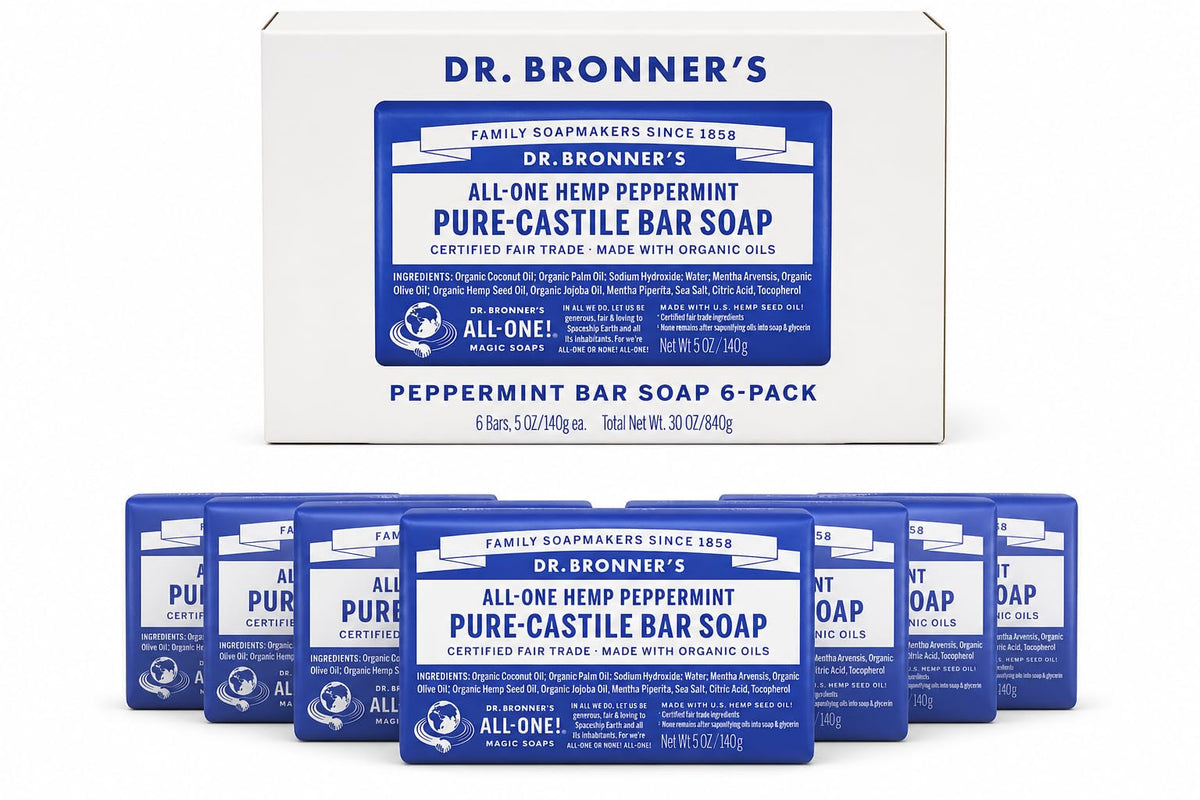 Dr Bronner's Pure Castille Peppermint Bar Soap 5 oz bar