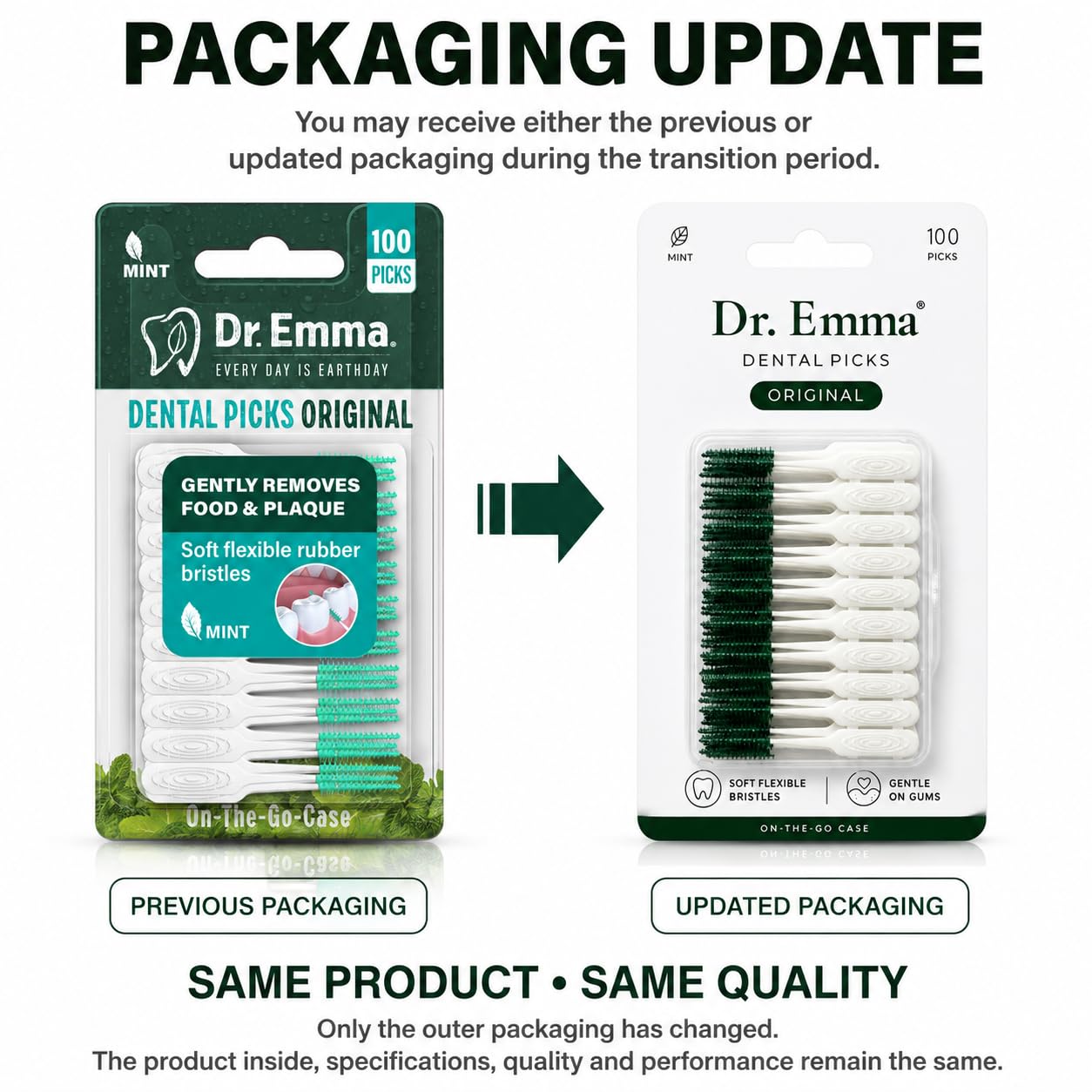 Mint dental picks close up rubberized bristles