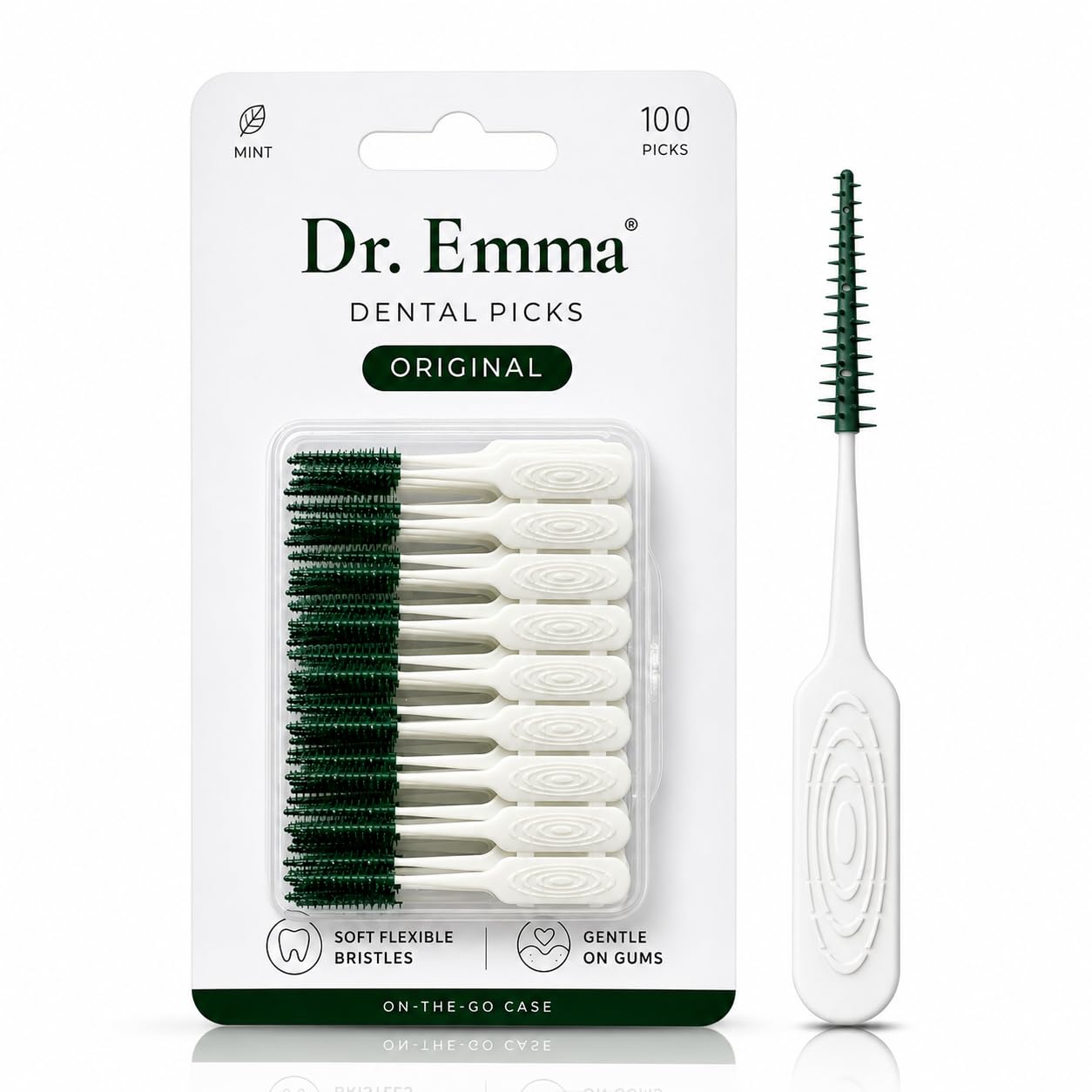 Dr. Emma Original Dental Picks Mint 100ct pack front view