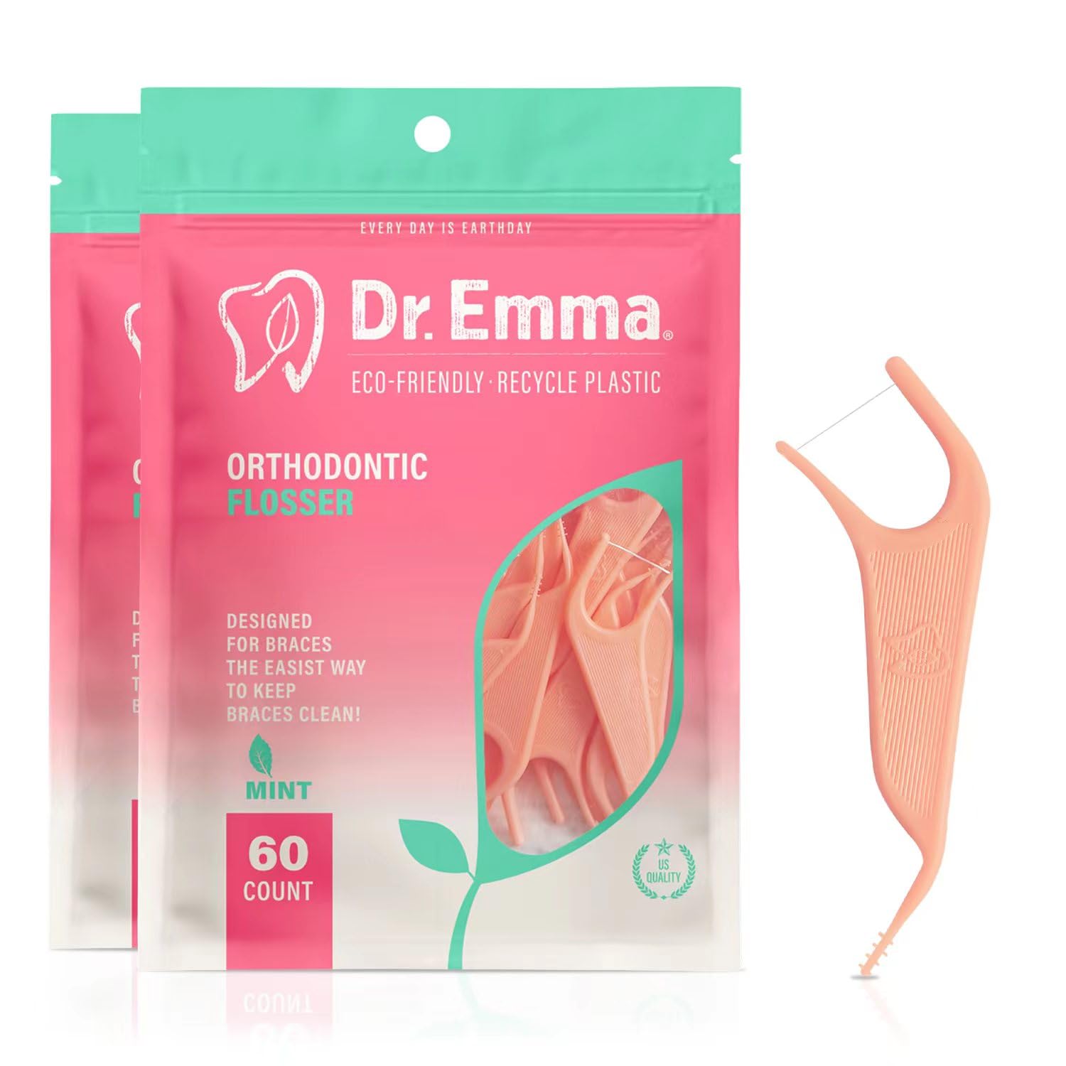 Dr Emma orthodontic flossers braces close up
