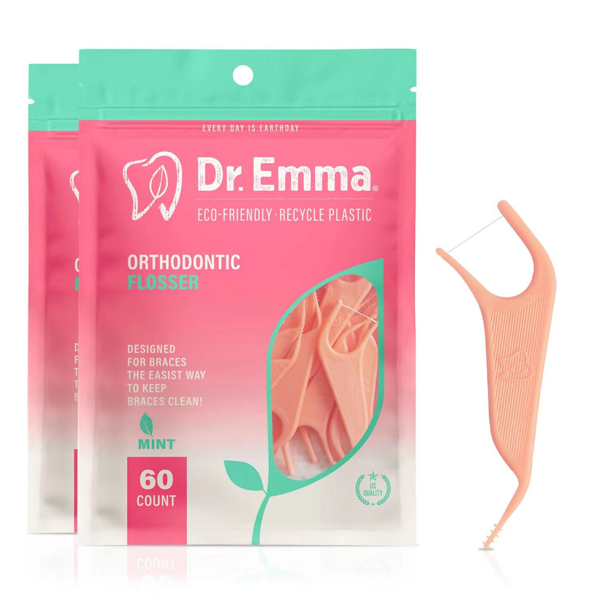 Dr Emma orthodontic flossers braces close up