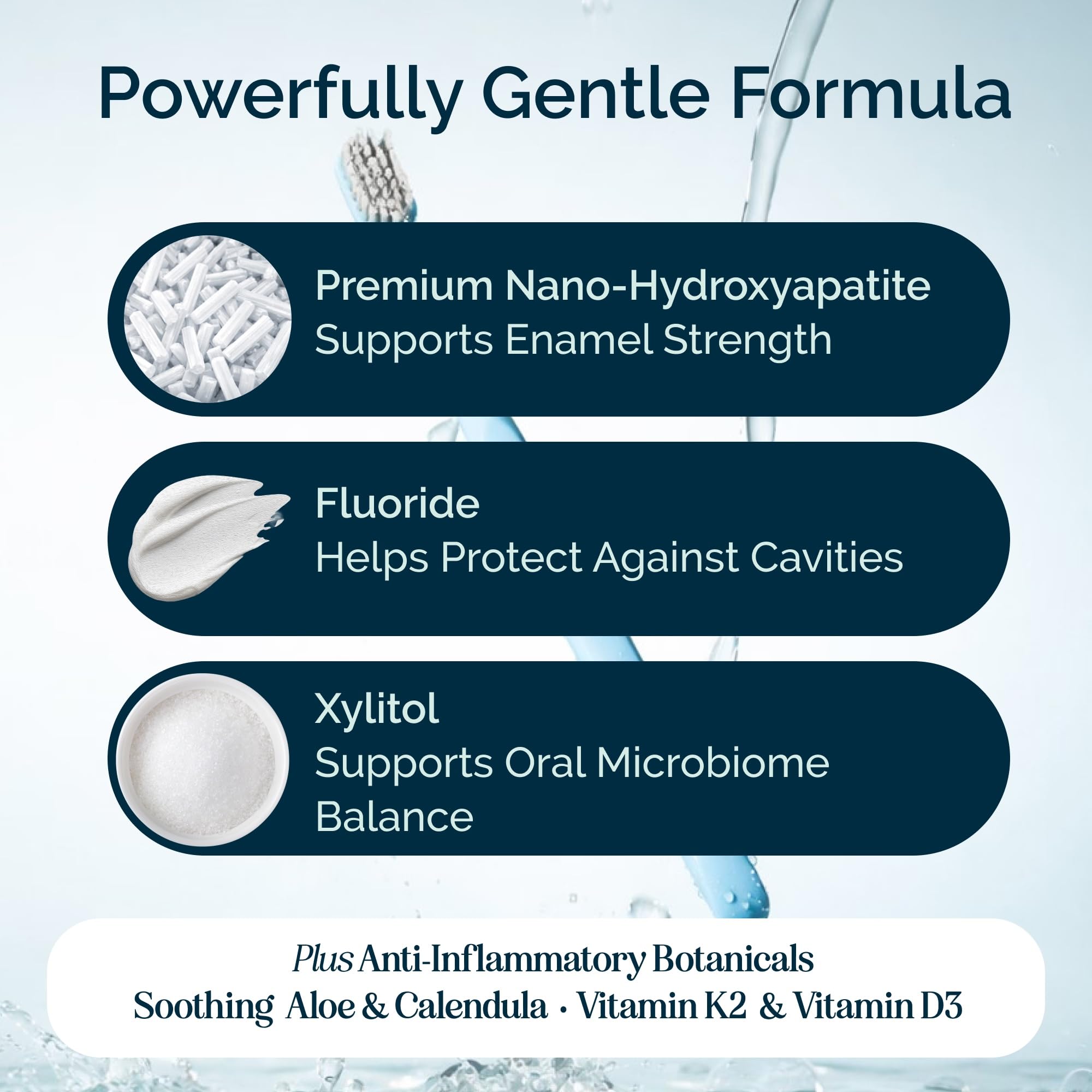 Aloe vera calendula vitamins K2 and D2 in toothpaste