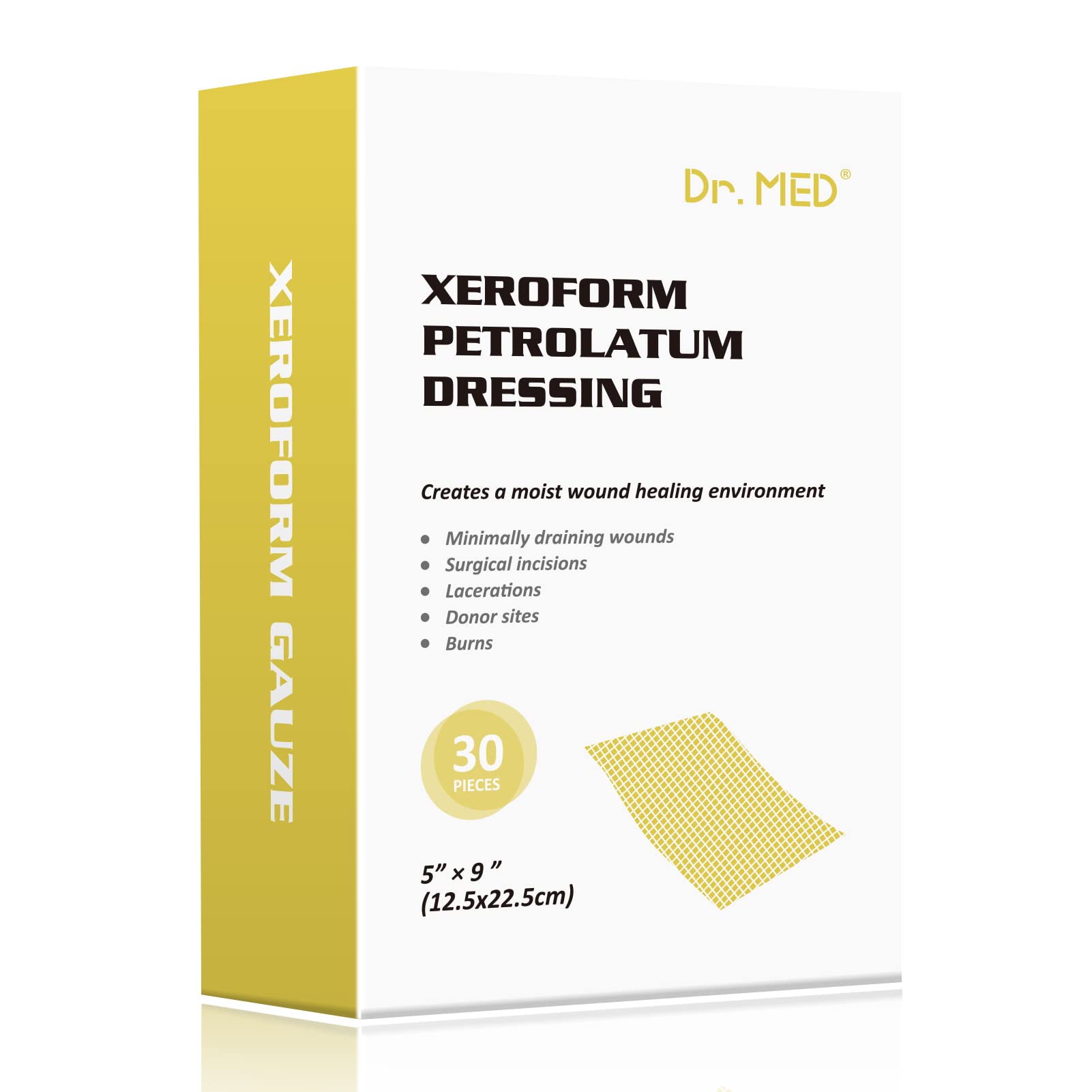 Dr.Med Xeroform petrolatum dressing patch 5x9 size 30 count