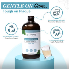 Remineralizing mouthwash hydroxyapatite formula ingredients close up
