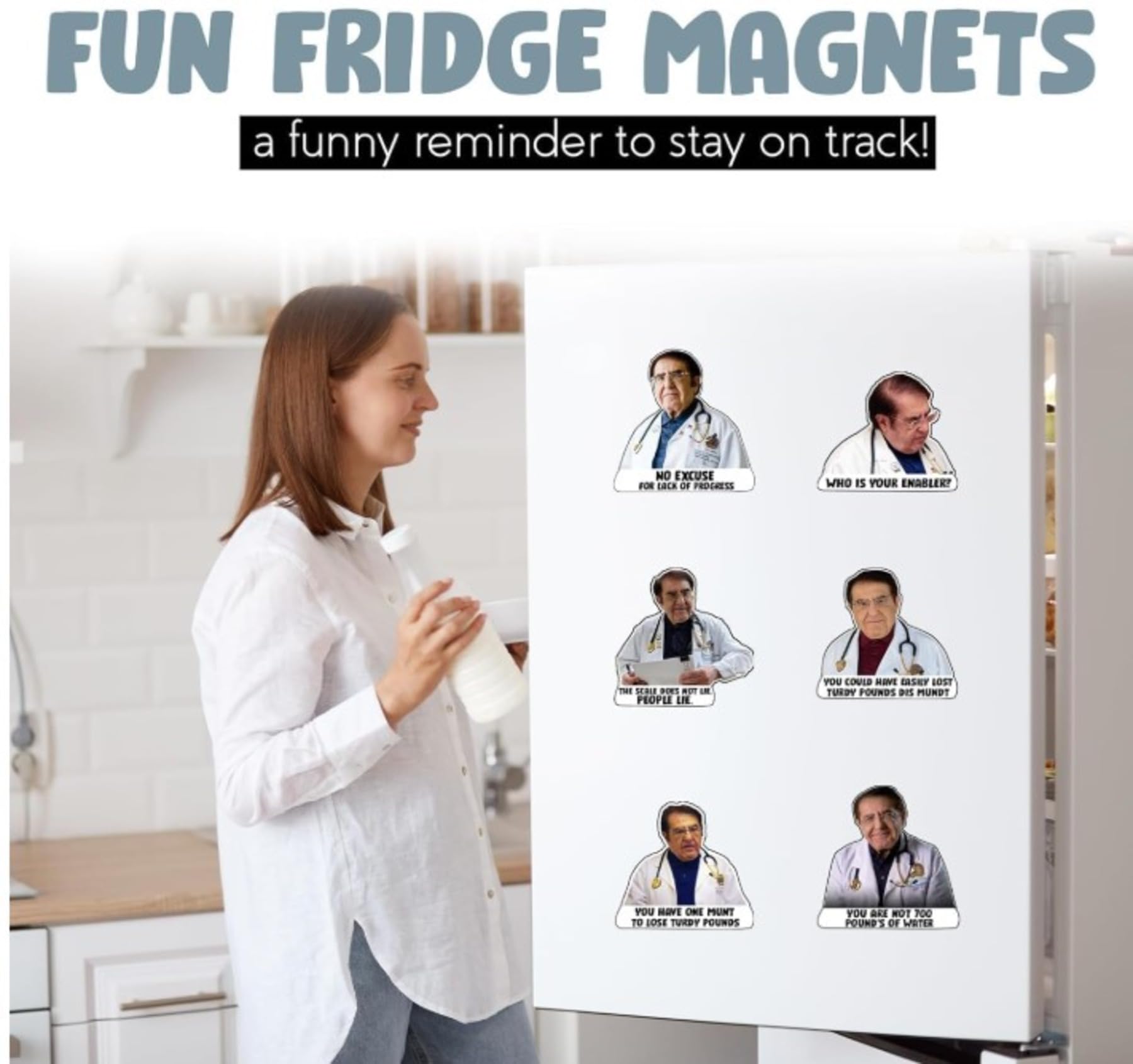 Pack of 12 fridge magnets for notes and reminders