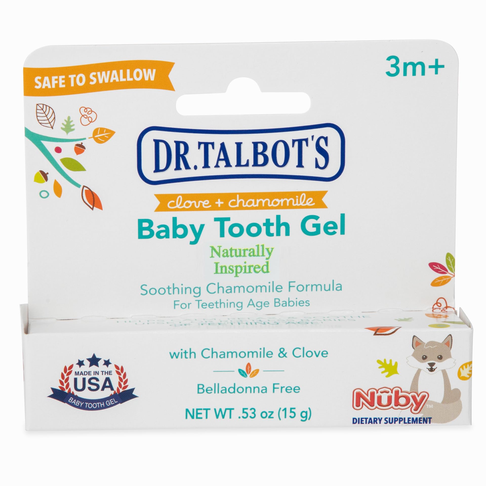 Dr Talbot's Baby Care range tooth gel product packaging