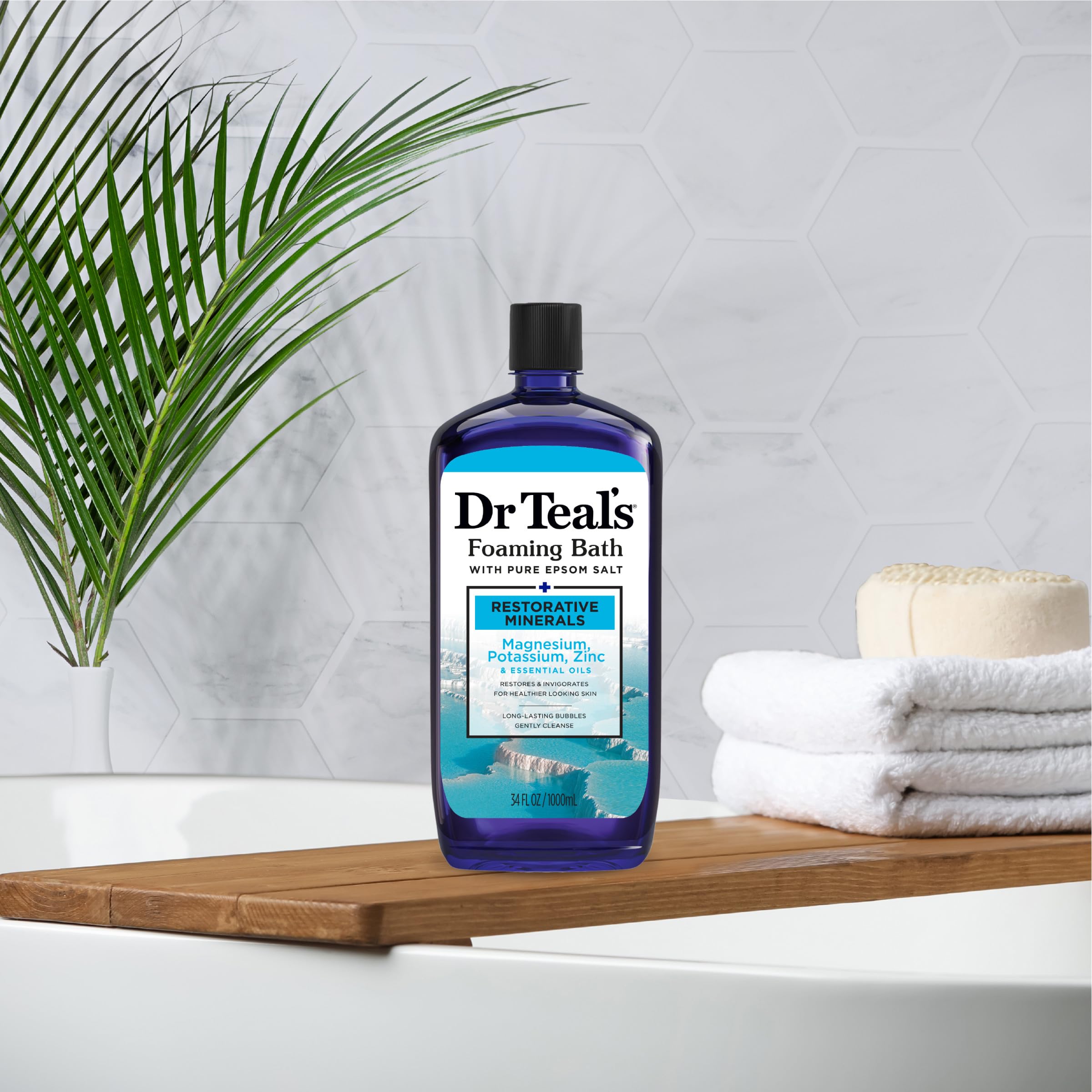 Pack of 4 Dr Teal's foaming bath packaging