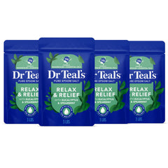 Dr Teal's Pure Epsom Salt bottle with Relax and Relief eucalyptus spearmint