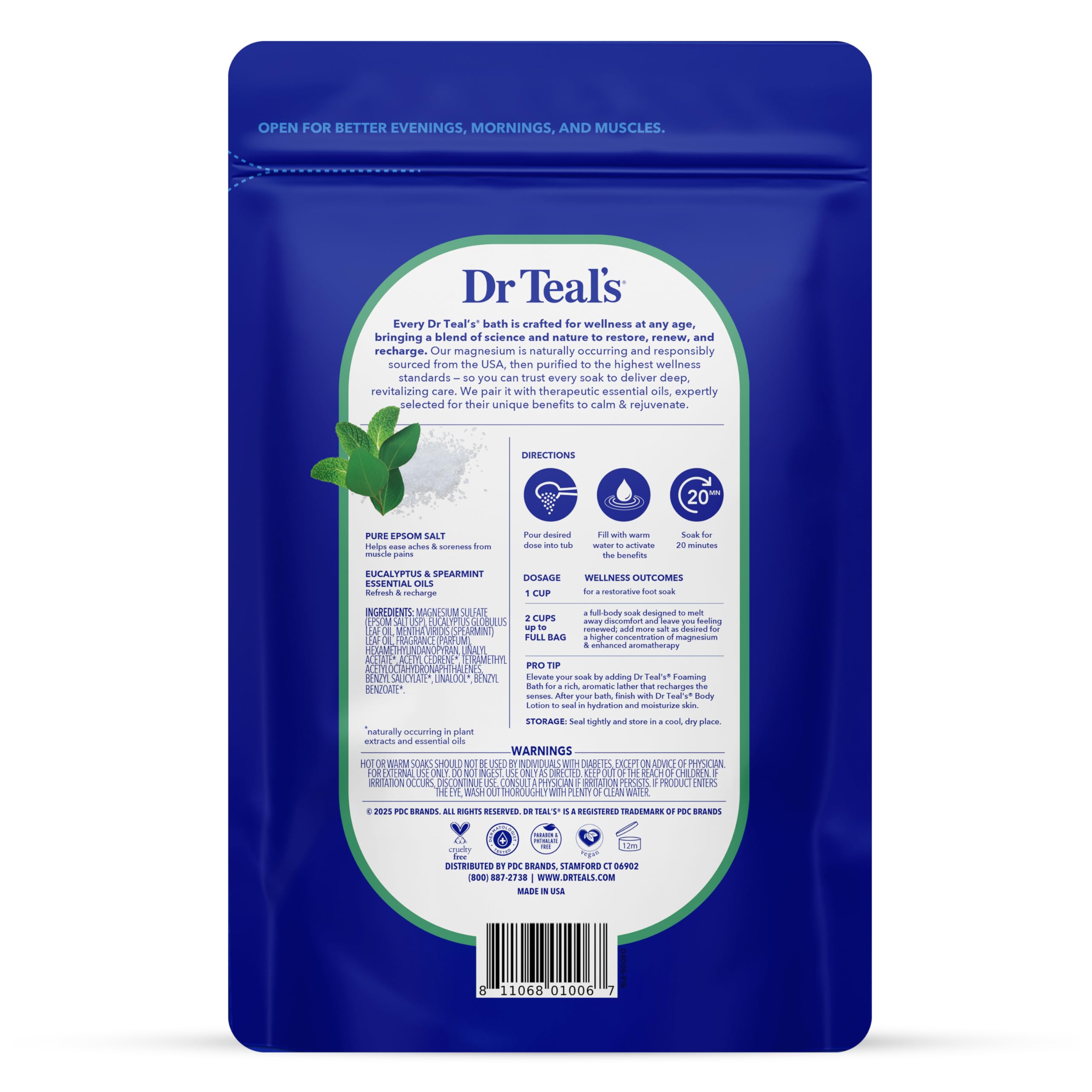 Epsom salt crystals in magnesium sulfate formula for muscle relief