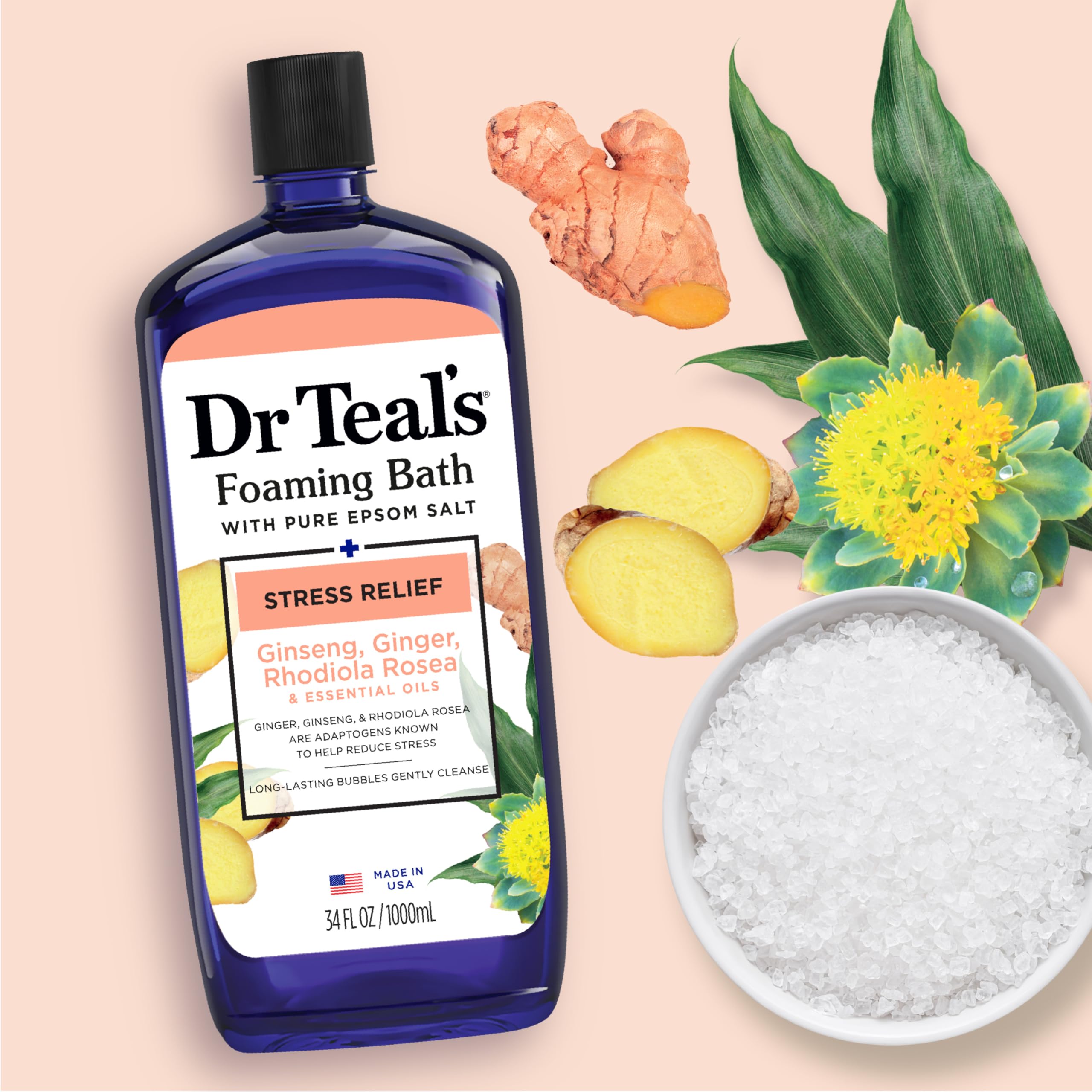Pack of four Dr Teal's foaming bath bottles