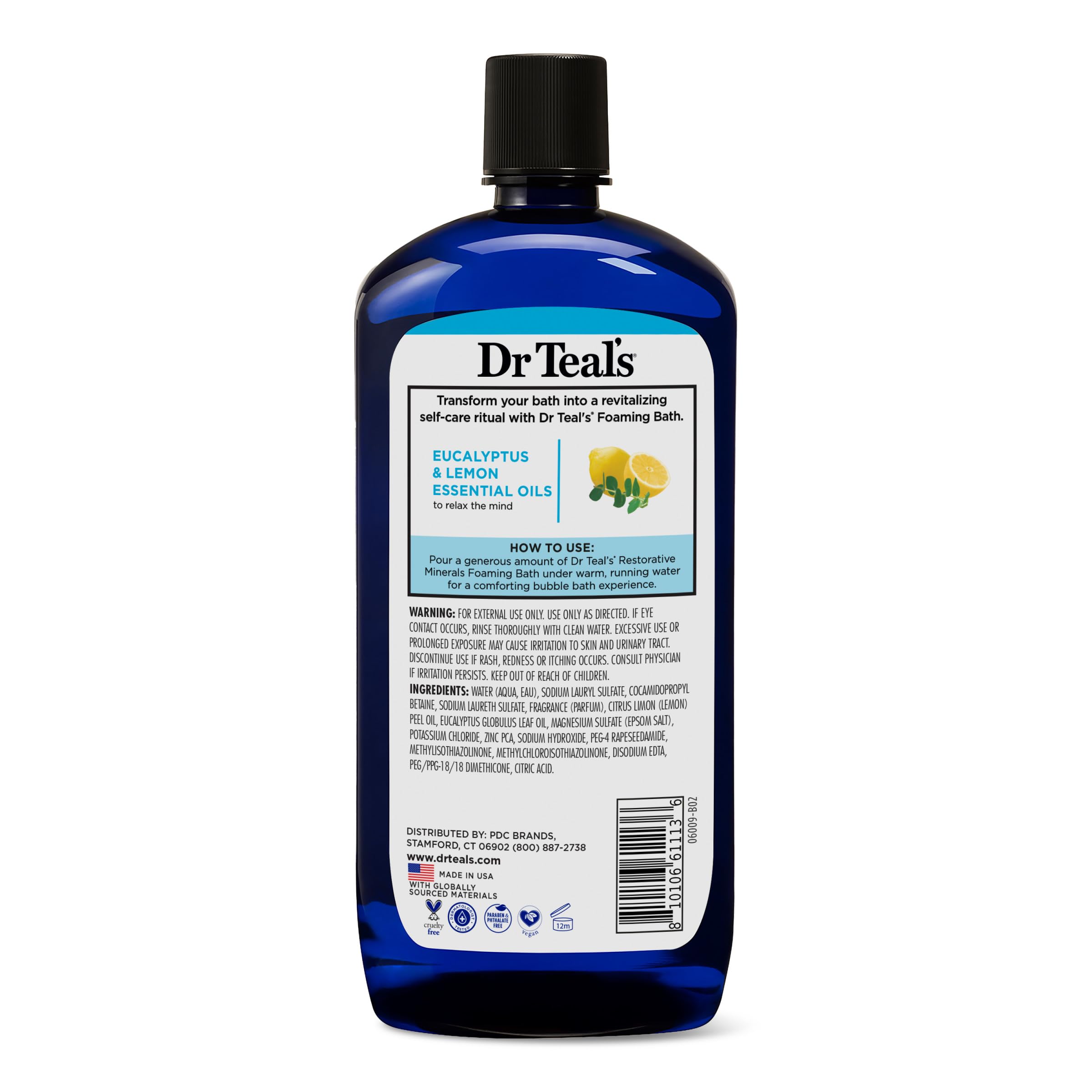 Vegan cruelty-free paraben-free label on Dr Teal's bath