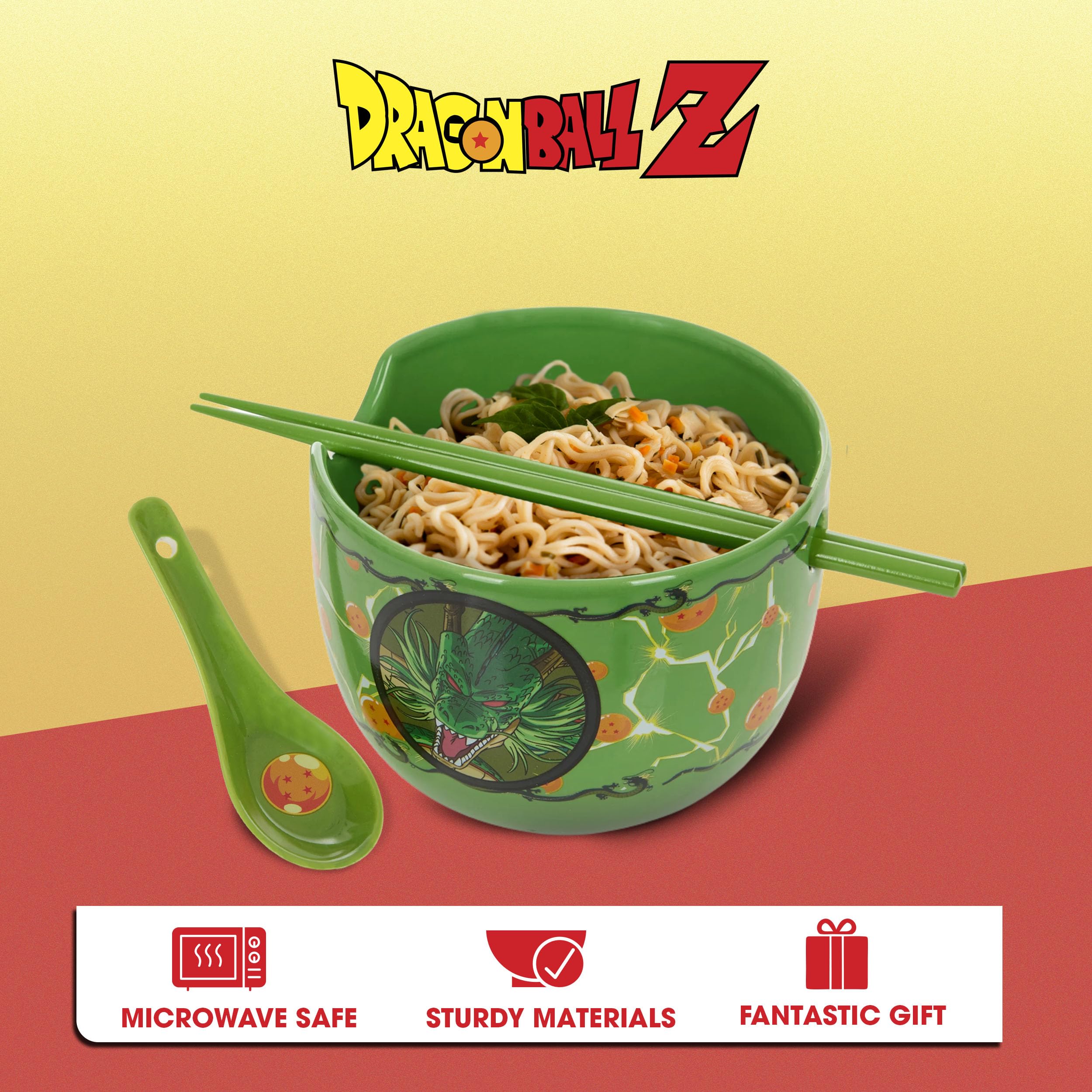 Two chopsticks and spoon included with Dragon Ball Z ramen bowl set