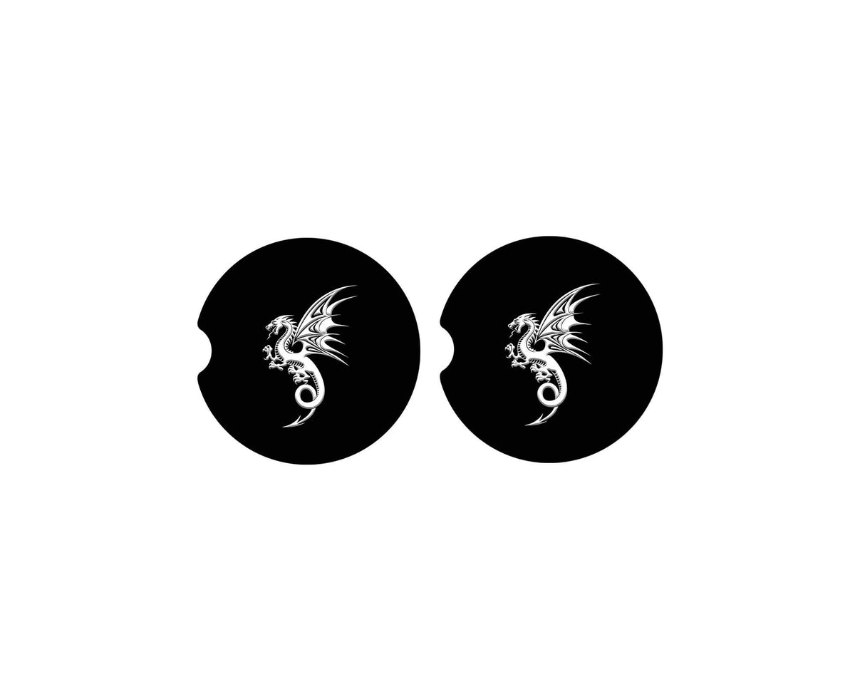 Dragon logo neoprene car coasters set of 2 by The Painted Pug