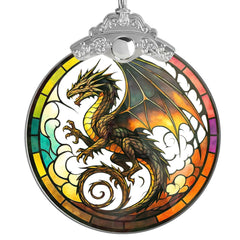 Dragon Ornament stained glass decor for shelves