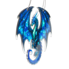 Dragon ornaments for Christmas tree close up showing vibrant colors