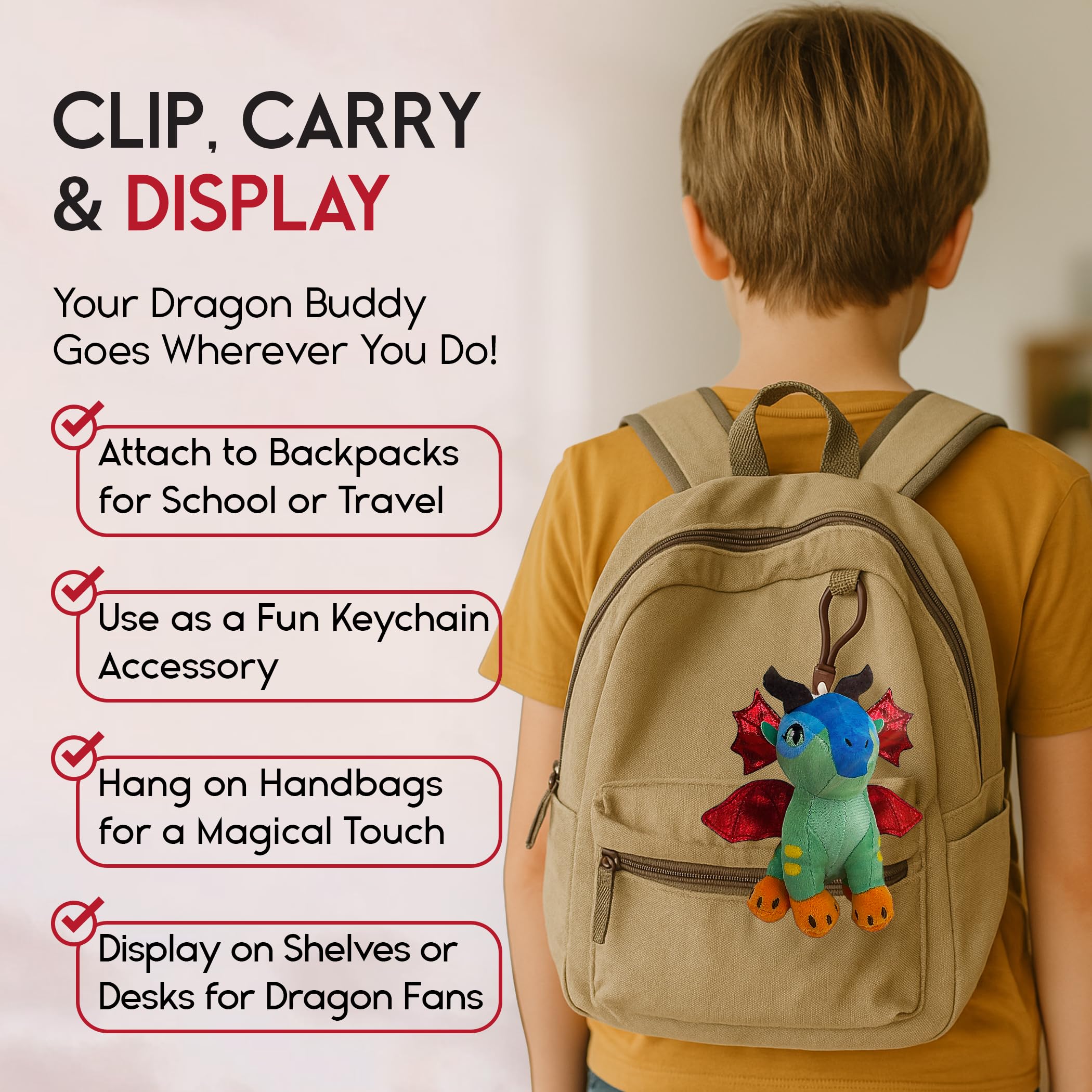 Collectible Wings of Fire dragon plush set for backpacks or desks