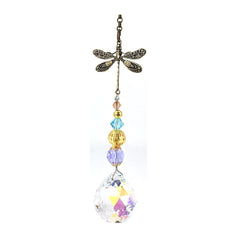Dragonfly sun catcher with 20mm AB Asfour crystal sphere