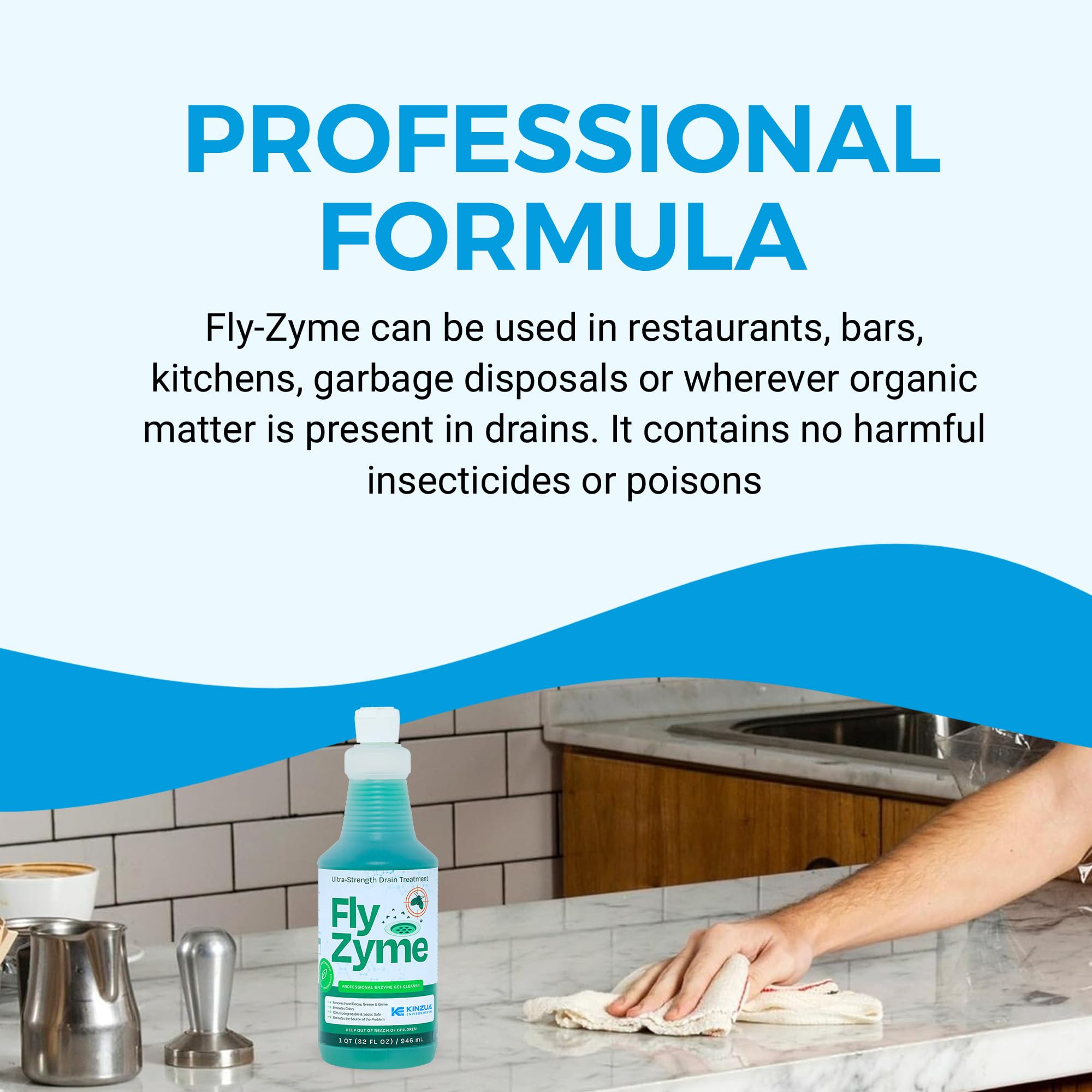 Bathroom drain treatment with Fly-Zyme enzyme gel