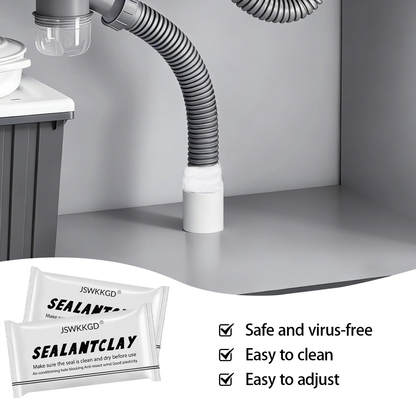 Sealing drain pipe connections and air conditioning openings