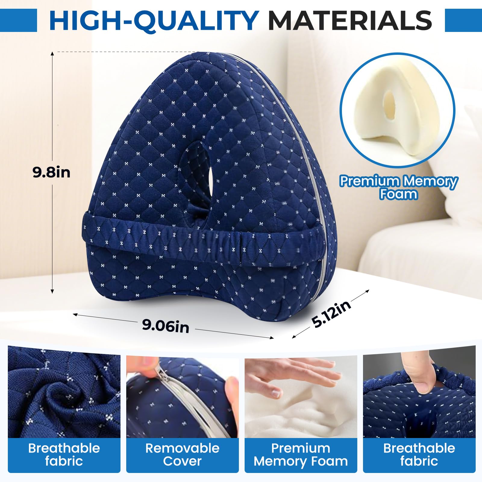 Drawpro knee pillow back support for side sleepers memory foam