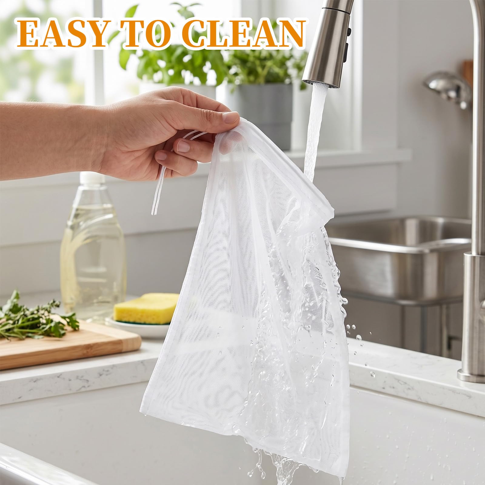 Drawstring nut milk bag set for secure attachment