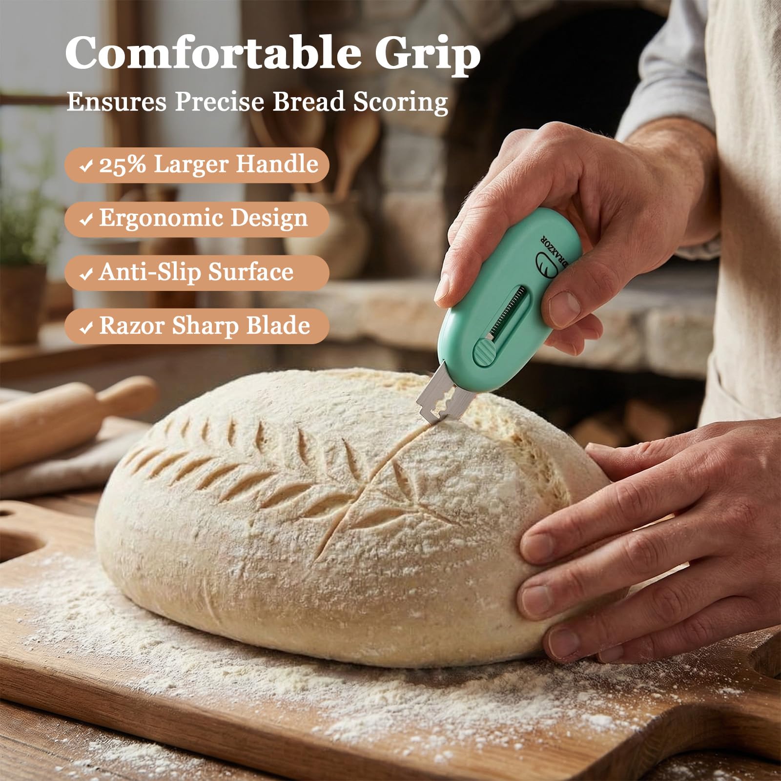 Close up of DRAXZOR bread lame handle