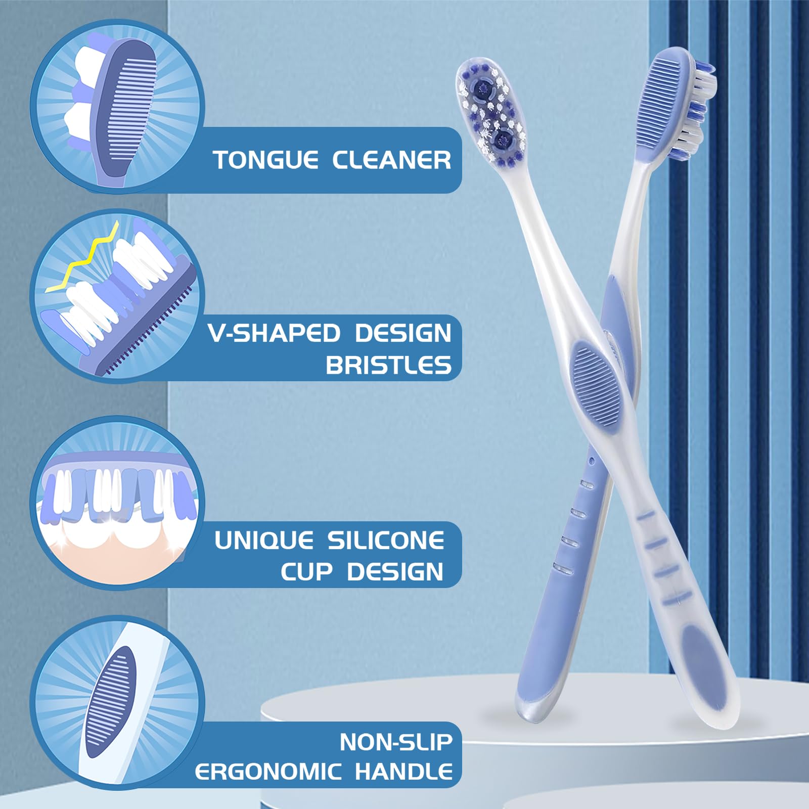 DR.BRIGHT Toothbrush with tongue scraper close up