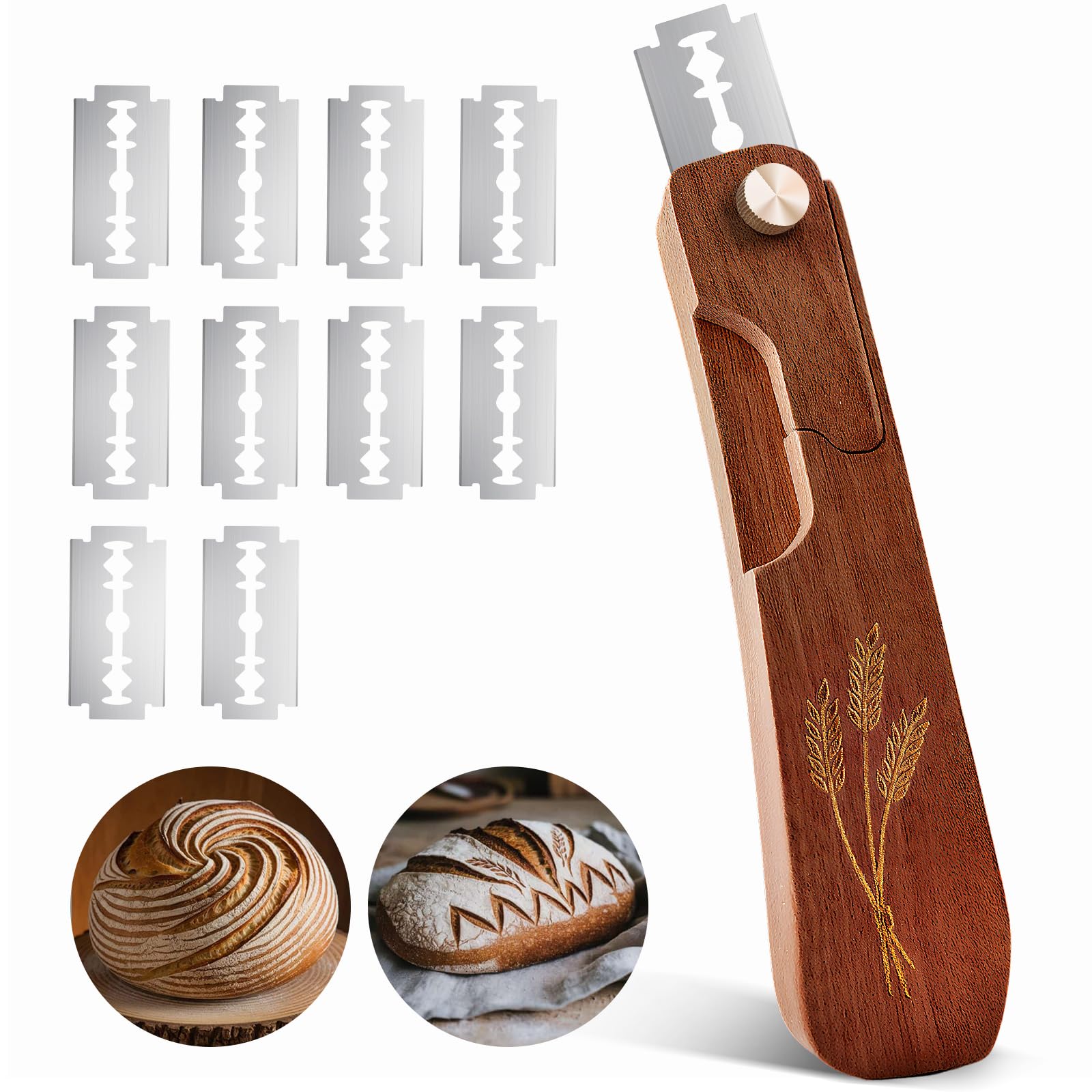 Drcomtruing bread lame wooden handle with screw lock