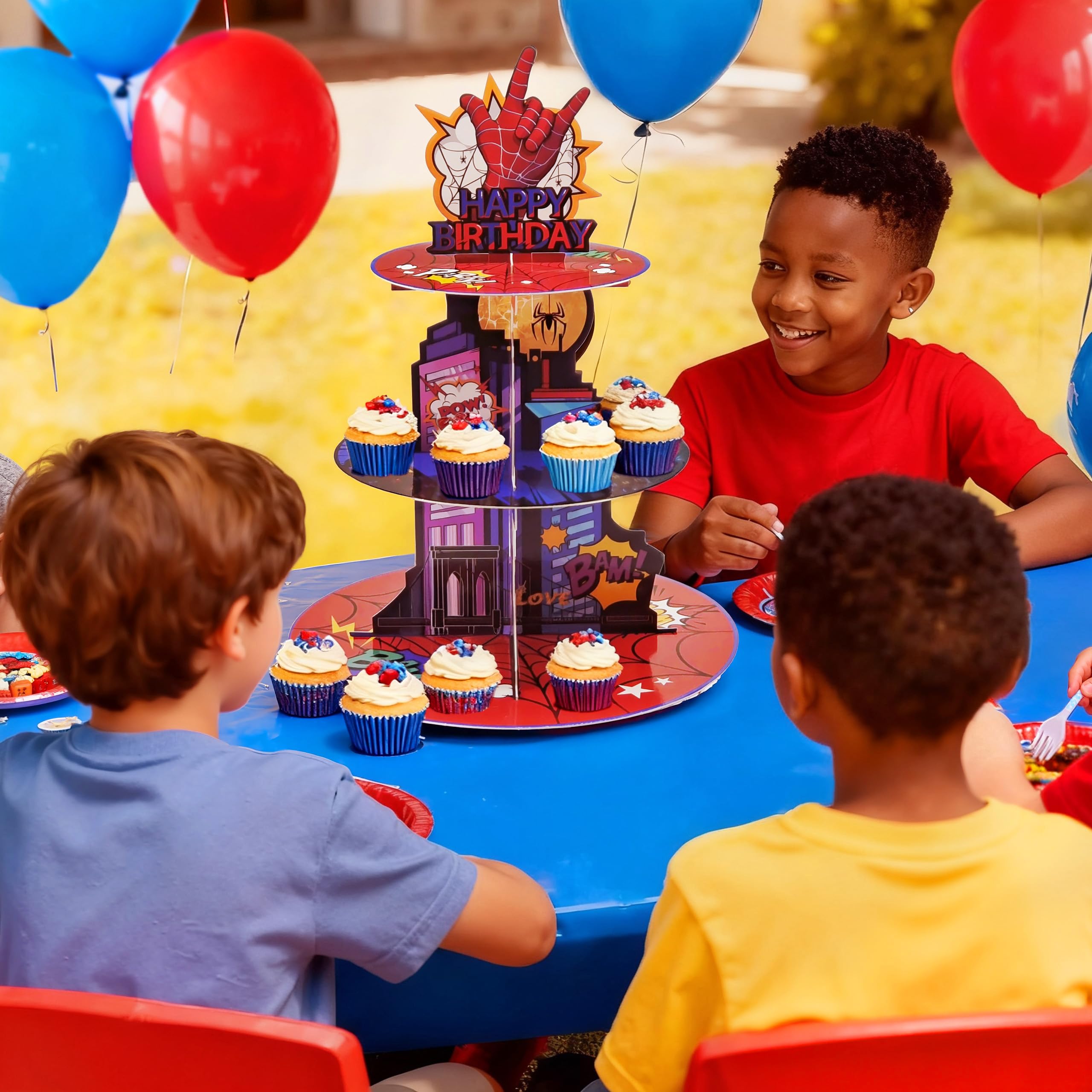 DRCYULP Three-tier cupcake stand for superhero parties