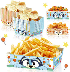 DRCYULP blue cartoon dog disposable paper trays 24pcs set 5.5 x 4.3 x 1.8 in