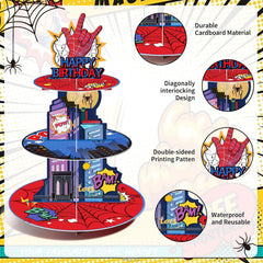 DRCYULP Superhero Spider Party Cupcake Stand sturdy cardboard