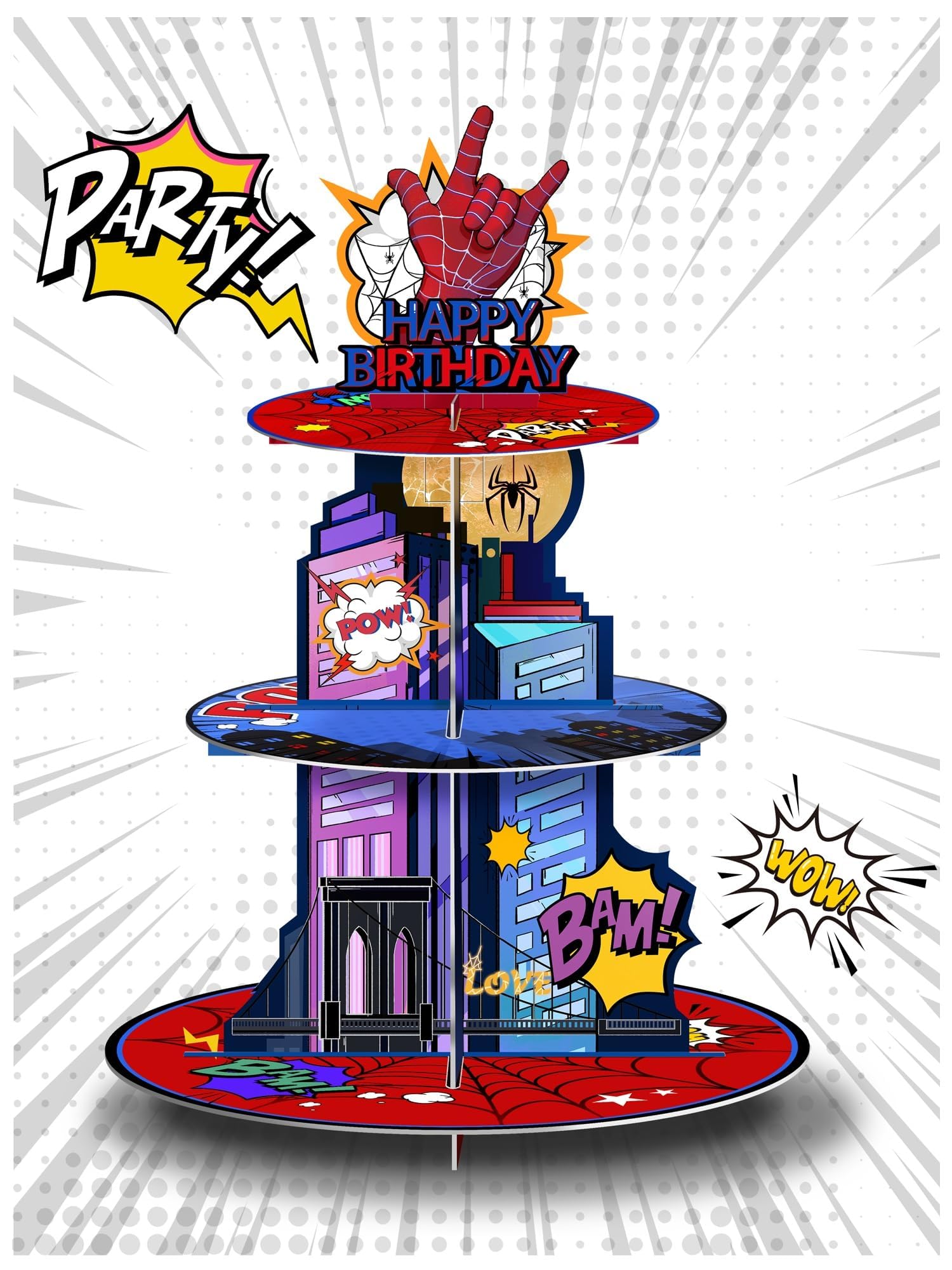DRCYULP Superhero Spider Party Cupcake Stand 3-tier display