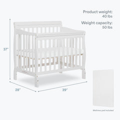 4-in-1 convertible Aden mini crib with daybed option