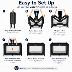 Zazzy playard bassinet attached for newborn sleep