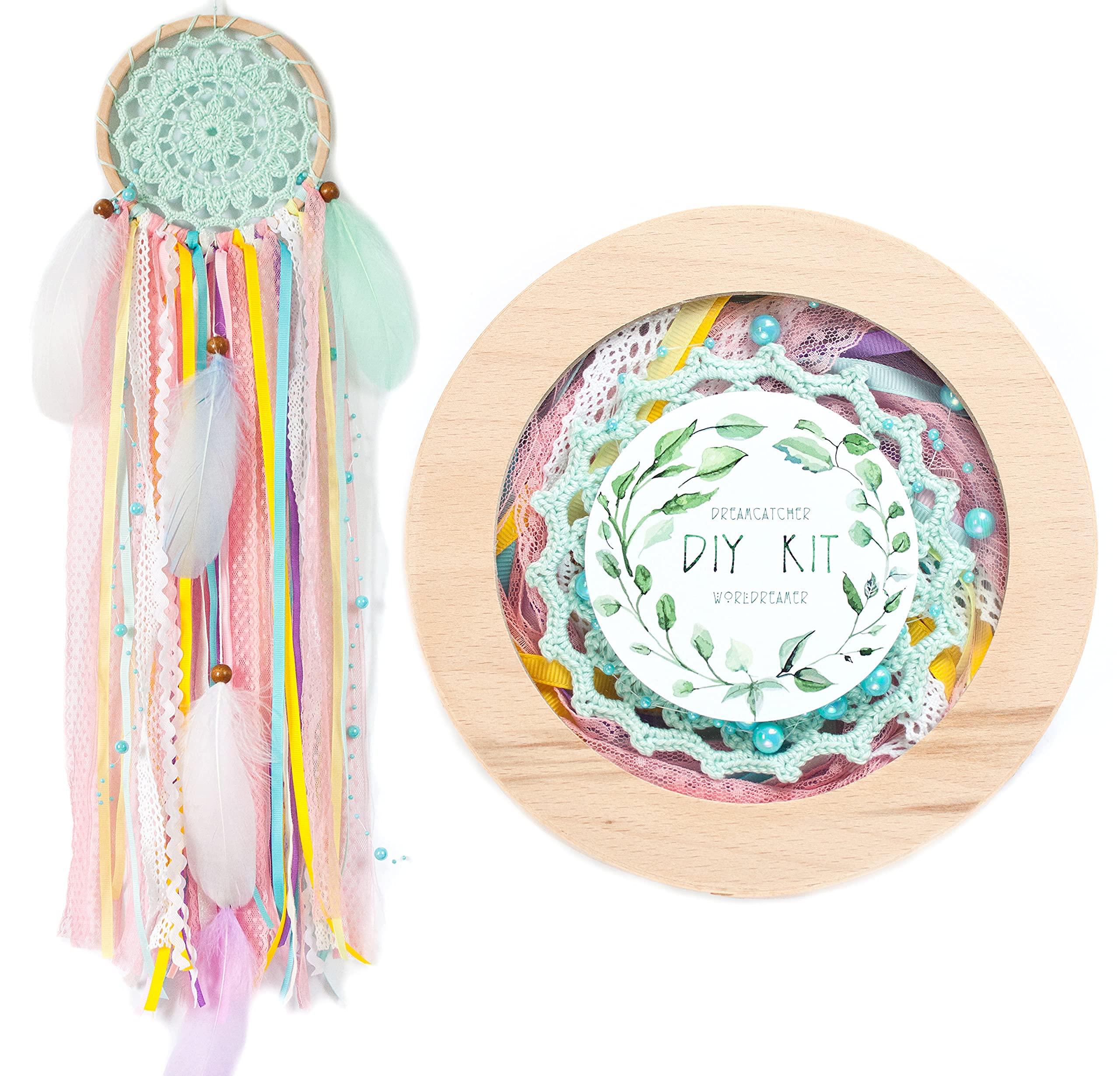 Natural feathers with hangers included in Dream Catcher Kit