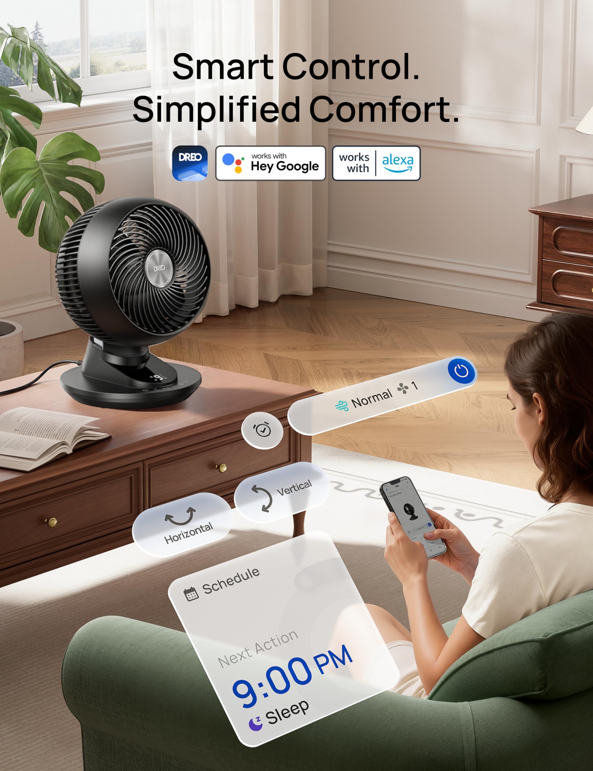 DREO Smart Fan whole-room airflow up to 950 CFM