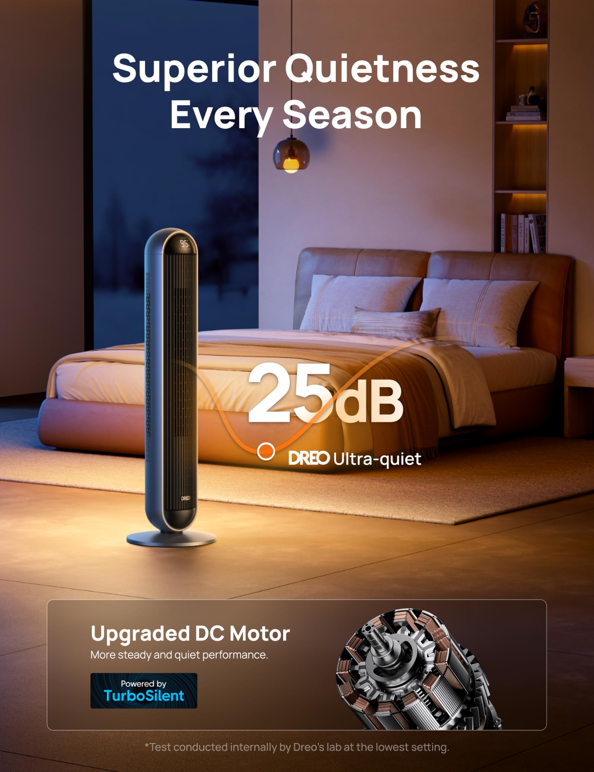 DREO tower heater fan remote control top panel